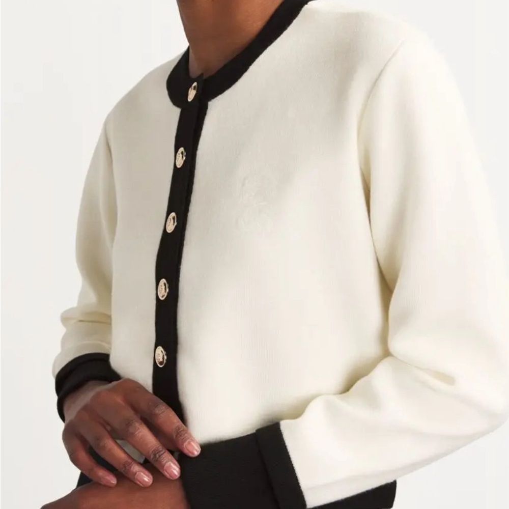Sandro Cardigan | Contrast Trim | Preppy Sweater | French Designer | NWOT | $370